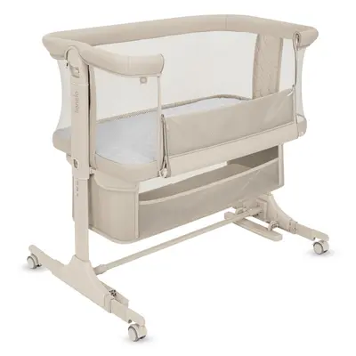 Patut co-sleeper, Lionelo, Jodie, Multifunctional, Reglabil in 6 pozitii pe inaltime, Saltea cu densitate T25, Functie de leganare, Cu plasa de tantari, Buzunar depozitare, Geanta transport, 84x48x70-80 cm, Bej BYNLO-JODIE_BEIGE_CREAM