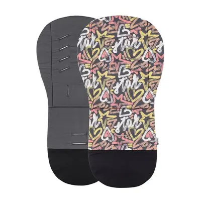 Salteluta pentru carucior, Petite&Mars, Foamy, Reversibila, Cu doua fete, Din spuma, Universala, 86x42 cm, Gri/Multicolor BYN502625