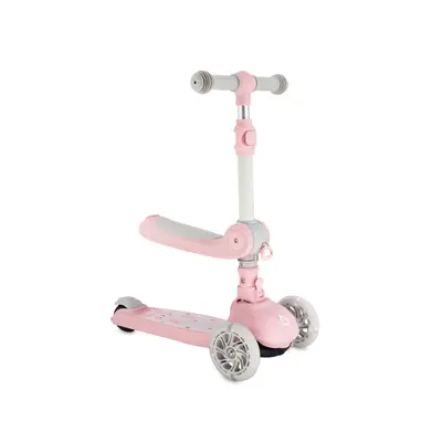 Trotineta transformabila cu sezut pliabil si lumini LED, Momi Debe - Pink KRTHULA00018