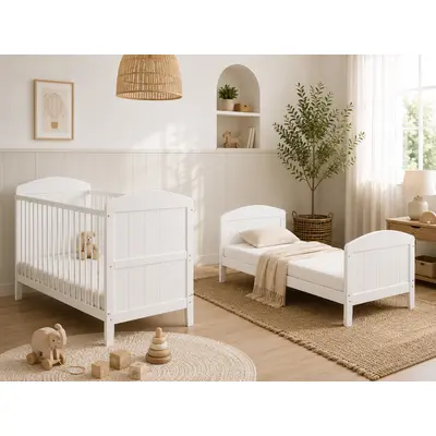 Patut Din Lemn Masiv, Transformabil Pentru Bebe Si Junior, Hampton 140 X 70 Cm Pjbhampton_140