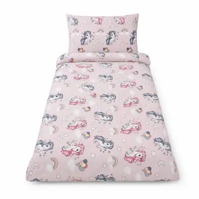 Lenjerie pat fete Unicorn 2-12 ani pentru saltele 160x80 ASC6427968000271