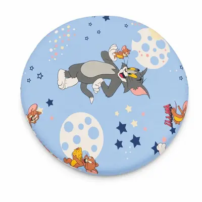 Saltea rotunda pat bebe DualNest 67x67x7 cm in 3 straturi, 2 fete diferite  husa Tom si Jerry bumbac - ASC6427968128364
