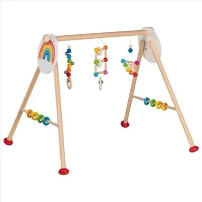 Centru de activitati din lemn pentru bebelusi rainbow - okegoki65351