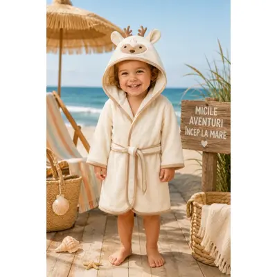 Halat de baie premium cu caprioara brodata, ramel 487