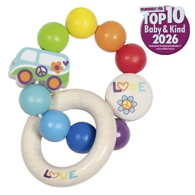 Jucarie de motricitate din lemn rainbow van, pentru bebelusi - okegoki65359