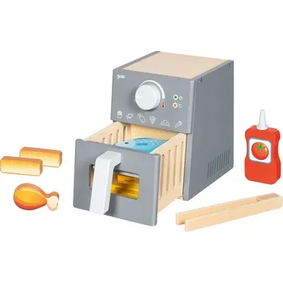 Airfryer sau friteuza din lemn cu accesorii, 16 piese, joc de rol de la 3 ani - okegoki51430