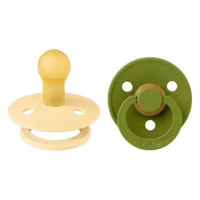Bibs - set 2 suzete colour latex, tetina rotunda, 0 luni +-pale butter/wasabi bbb110475