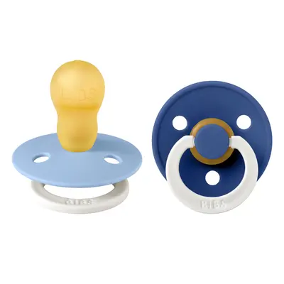 Bibs - set 2 suzete fosforescente colour glow latex, tetina rotunda, 18 luni +-sky blue/cornflower bbb130480