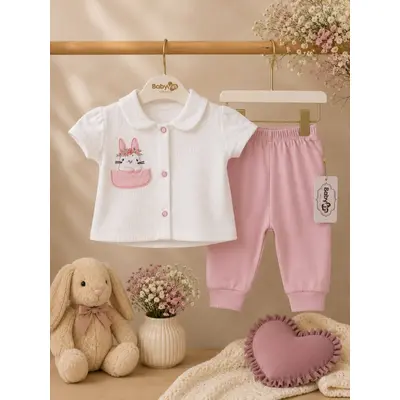 Compleu din doua piese, tricou si pantaloni pentru bebelusi, babyim, model alsbs5, bumbac sbs5
