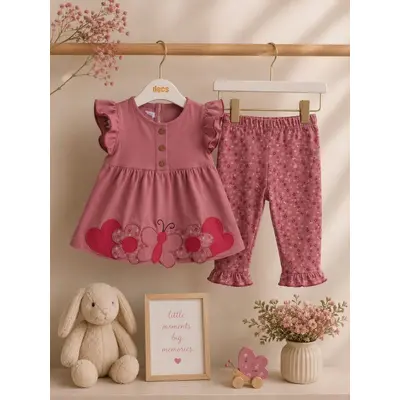 Compleu din doua piese, tricou si pantaloni pentru bebelusi, deco, model alsbs10, bumbac sbs10