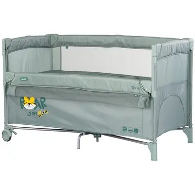 Patut pliabil Chipolino Relax Tiger matcha cu laterala culisanta HUBKOSIRE269MA