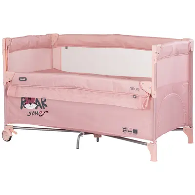 Patut pliabil Chipolino Relax Tiger powder pink cu laterala culisanta HUBKOSIRE2691P
