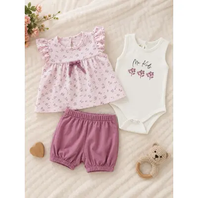Set din 3 piese cu body, bumbac, deco tram1-30