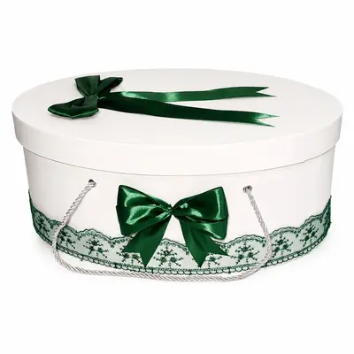 Cutie trusou botez dantela verde si fundite asortate, Denikos&reg; CT002
