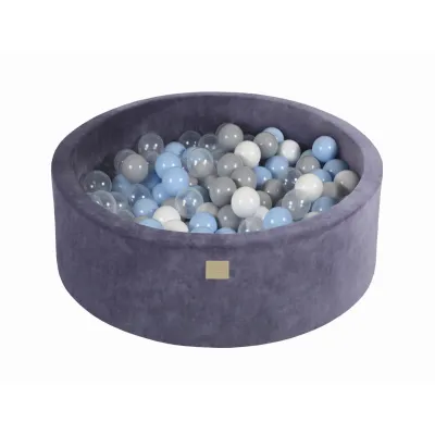 Piscina Uscata Cu 200 De Bile (babyblue, Alb, Gri, Transparent) Meowbaby  , 90x30 Cm, Catifea Blue Pjbbv03009w