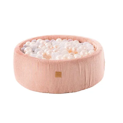 Piscina Uscata Cu 200 De Bile 7cm (alb Perlat Transparent) Meowbaby   Aesthetic, 90x30 Cm, Premium Velur Reiat   Corduroy Roz Pjbbsar9001