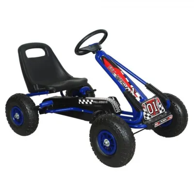 Kart cu pedale, volan si roti gonflabile racer air kidscare, albastru