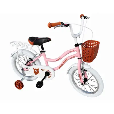 Bicicleta pentru copii bonny&nbsp;light&nbsp;pembe belderia roti 16 inch, roti ajutatoare, cu portbagaj si cosulet