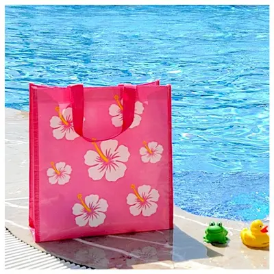 Geanta mica de plaja cu model hibiscus, 28 x 12 x 31 cm freds swim academy
