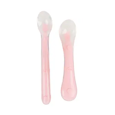 Set 2 lingurite flexibile din silicon pentru diversificare, fara bpa, de marimi diferite, roz somon, kidscare