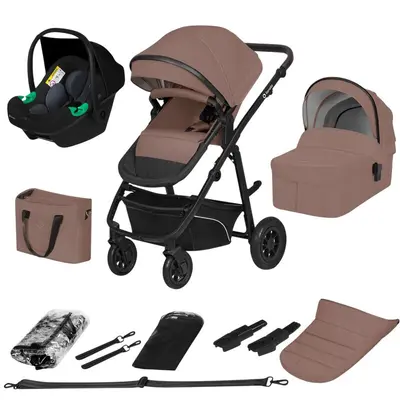 Carucior 3 in 1, Lionelo, Bianka, Transformabil, Cadru aluminiu, Cu landou si salteluta moale, Cu scoica auto, Cu multiple accesorii, Sustine 22 kg, 0 luni+, EN1466:2014+AC:2015, EN1888, Bej Taupe BYNLO-BIANKA_3IN1_BEIGE_TAUPE