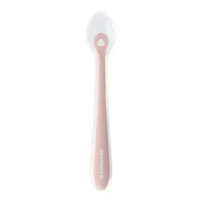 Lingurita din silicon lichid, ultra-moale si delicata cu gingiile, cu carcasa, 4 luni+, Blush