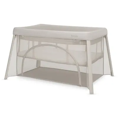 Patut multifunctional, Lionelo, Mila, 2 in 1, Saltea 4 cm cu spuma T25, 2 niveluri de inaltime, Pliere rapida, Intrare laterala, Geanta de transport inclusa, 0-36 luni, Pana la 15 kg, Bej BYNLO-MILA_BEIGE_CREAM