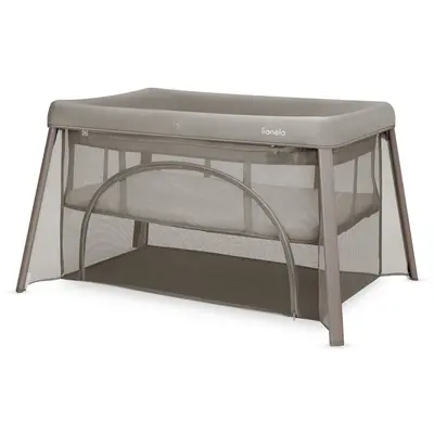 Patut multifunctional, Lionelo, Mila, 2 in 1, Saltea 4 cm cu spuma T25, 2 niveluri de inaltime, Pliere rapida, Intrare laterala, Geanta de transport inclusa, 0-36 luni, Pana la 15 kg, Bej Taupe BYNLO-MILA_BEIGE_TAUPE