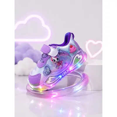 Adidasi cu lumini led, model ponei, piele ecologica, fete, mov adt-19-1