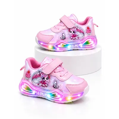 Adidasi cu lumini led, model ponei colorat, fete, roz adt-19-1