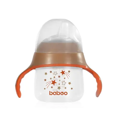 Cana baboo cu tetina din silicon, au naturale, 150 ml, 6 luni+ ba8-145