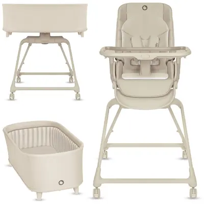 Set multifunctional cu patut, sezlong si scaun de masa, Lionelo, Maddie, Functie 360, Pliere rapida, Roti incluse, Reglaj pentru sezut si suportul de picioare, Husa detasabila, lavabila, 0-36 luni, Pana la 15 kg, Bej BYNLO-MADDIE_SET_BEIGE