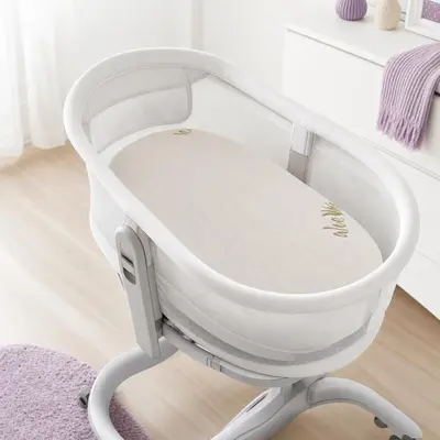 Saltea DualNest 90x55x9 cm in 3 straturi cu lana pentru cos / patut din nuiele, husa Jacquard Deluxe - ASC905510