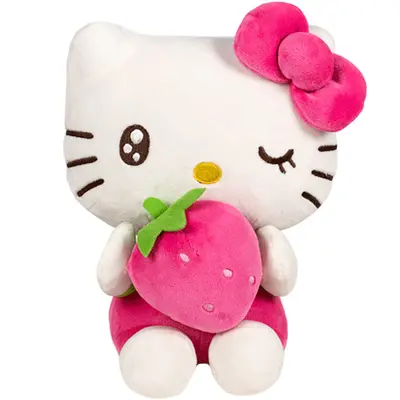 Jucarie din plus Hello Kitty cu capsuna, 22 cm