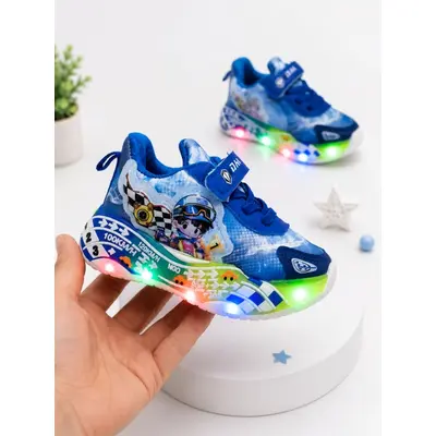 Pantofi sport cu lumini led, masinuta de curse, superbaby, albastru adt-60-x