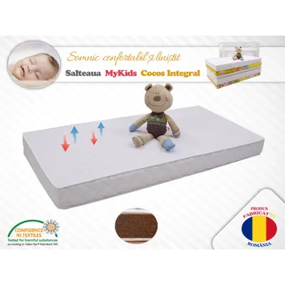 Saltea MyKids Fibra De Cocos Integral 120x60x10 Husa Microfibra Matlasata MYK00081327
