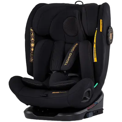 Scaun auto Chipolino Techno iGrow I-Size 40-150 cm cu sistem Isofix si sezut rotativ noir HUBSTKTHG02601NO