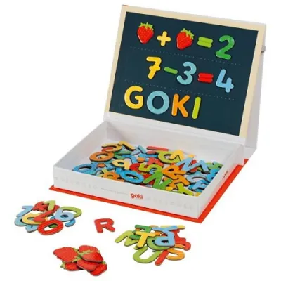 Joc magnetic educativ goki ,   litere, cifre e i primele exercitii de scriere e i calcul (3+ ani)