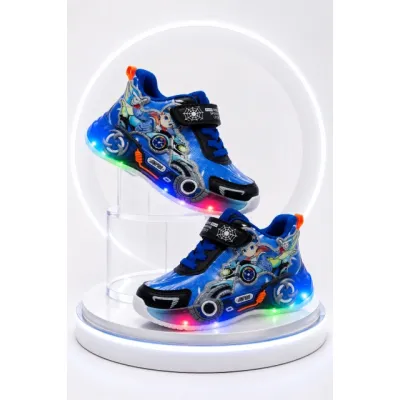 Pantofi sport cu lumini led, model carting, albastru adt-71
