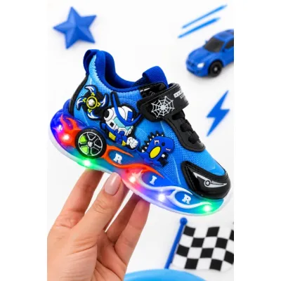 Pantofi sport cu lumini led, model playful, albastru adt-70