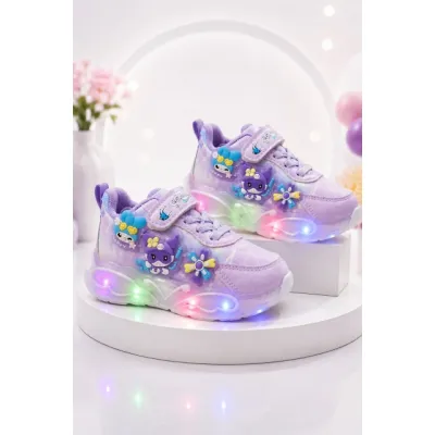 Pantofi sport cu luminite, model you and me, piele ecologica, fete, mov ad30-8-8x