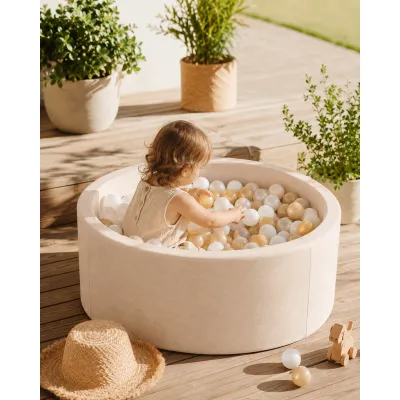 Piscina Cu Bile Outzy Meowbaby 90x30cm Bej (oat Blush Beige) ,   200 Bile Incluse (culoare La Alegere), Husa Detae Abila Lavabila, Interior Exterior Pjbmobao2660