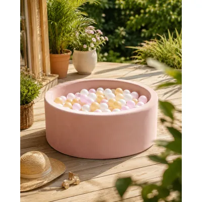 Piscina Cu Bile Outzy Meowbaby 90x30cm Roz (rosy Dune Pink) ,   200 Bile Incluse (culoare La Alegere), Husa Detae Abila Lavabila, Interior Exterior Pjbmobao2680