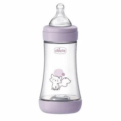 Biberon Chicco Perfect5 240ml, biofunctional, anti-colici, tetina silicon, flux mediu, fata, 2luni CHC2022312-7