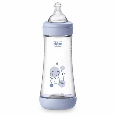 Biberon Chicco Perfect5 300ml, biofunctional, anti-colici, tetina silicon, flux rapid, baiat, 4luni CHC2023522-7