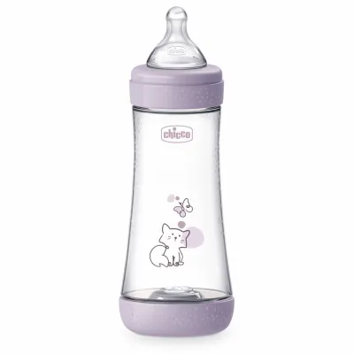 Biberon Chicco Perfect5 300ml, biofunctional, anti-colici, tetina silicon, flux rapid, fata, 4luni CHC2023512-7