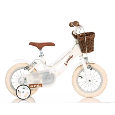 Bicicleta copii 12" - retro (alb)