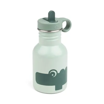 Sticla metalica cu pai Done by Deer Croco Green 350 ml
