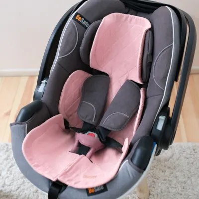 Insert Din In Pentru Scoica Auto Babyly, Antitranspiratie, Design 3d Respirabil, 0-13kg, Powder Pink Pjbc5584