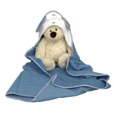 Prosop De Baie Pentru Bebelue I Din Bumbac Frotte, Cu Gluga, Fluffy Blue, 75 X 75 Cm ,   Amy Pjb80287